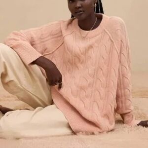 Aerie pink Cable Knit Sweater NWT